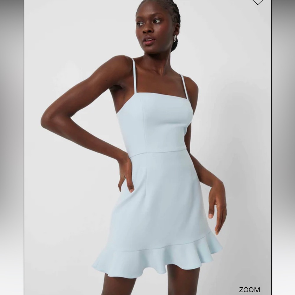 French Connection Whisper Frill Hem Dress (Light Dream Blue)